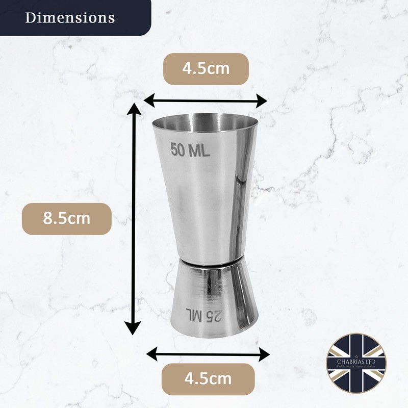 Chabrias Ltd Stainless Steel 25/50 ml Measure Jigger Bar Craft