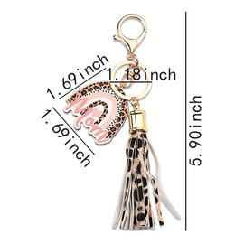 Mom Tassel Keychain Gift for Mom Birthday Christmas Gifts from Son Daughter Mom Rainbow Keychains for Car Keys Accessories Mom Mothers Day Gifts for Mother Mama Leopard Print Tassel Keychain for Women