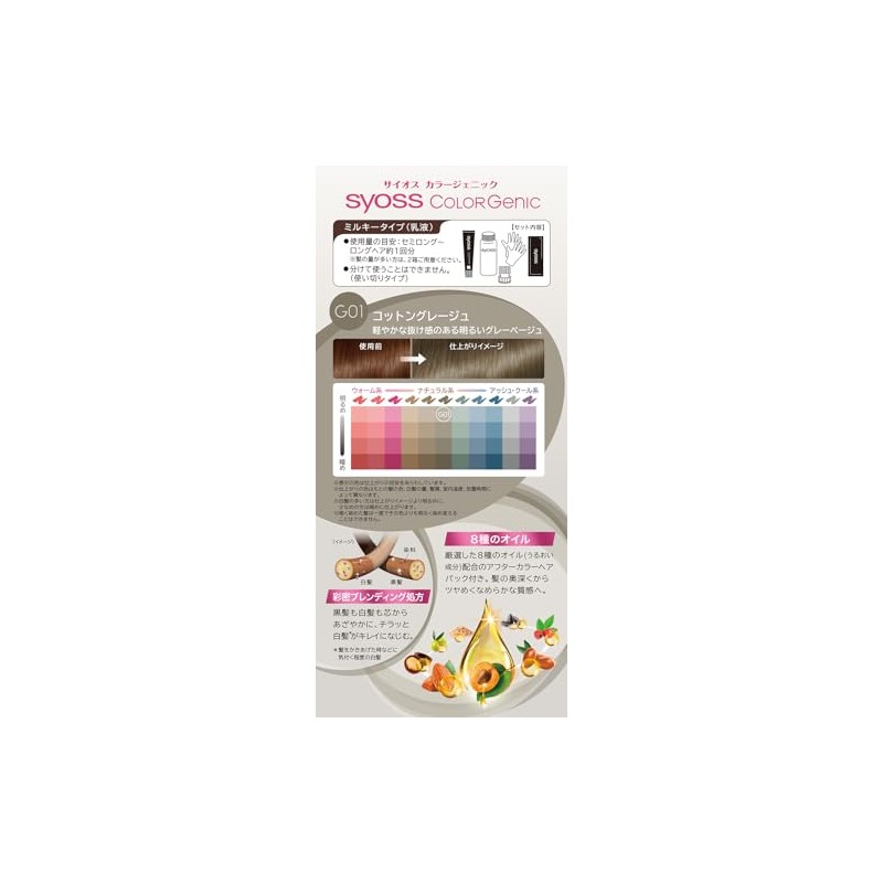 [SIOS] Color Genic, Milky Hair Color G01, Cotton Grade, 2P