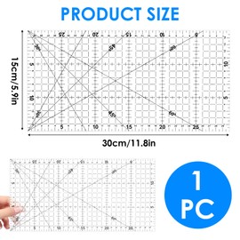 Quilting Rulers, 30 cm x 15 cm Patchwork Ruler Sewing Ruler Acrylic Metric Ruler Cutting ruler Transparent Anti-slip Patchwork Square Quilting Accessories for Precision Sewing Cutting Measuring