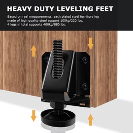 LOSCHEN 4PCS Heavy Duty Adjustable Leveling Feet for Furniture,Hexagon Nuts Lock Furniture Legs Levelers,for Table, Cabinets, Workbench,Shelving Units and More