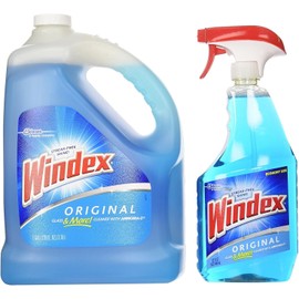 Windex Original Glass Cleaner, 1 spray bottle + 128 fl. oz. Refill - Total 160 fl. oz
