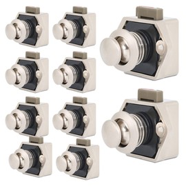 Pack of 10 Push Button Catch Door Lock Cabinet Lock 15-20 mm Drawer Lock Button Catch Lock for Caravans Van Yacht Motorhome