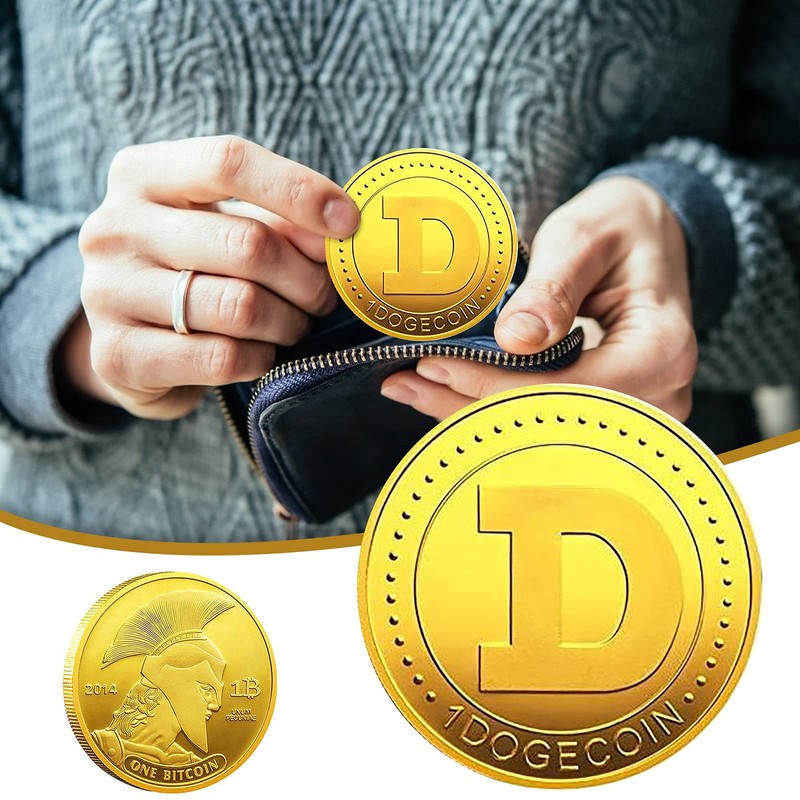 QUEAMBLER Dogecoin Coin Doge Coin Commemorative Coin Physical Blockchain Crypto