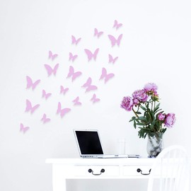 Wandkings Wall Decoration Butterflies 3-D Style Set of 12 Lilac Colour