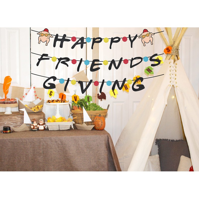 Friendsgiving Party Decorations, Happy Friendsgiving Banner, Thanksgiving Party Decorations, Thanksgiving