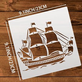 Sailboat Wall Stencils Template Reusable Spray PaintStencils for Craft Painting On Wood Craft Canvas Walls Wood Furniture Decorations DIY Scrapbooking