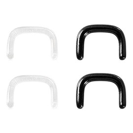 BOKABOO 4pcs Glass Septum Retainers, 2pcs Black & 2pcs Clear U-Shape Pincher Tapers with O-Rings for Work, Sports, Surgery, Hypoallergenic, 16g/14g/12g/10g/8g, 2mm(12g), Glass, no gemstone