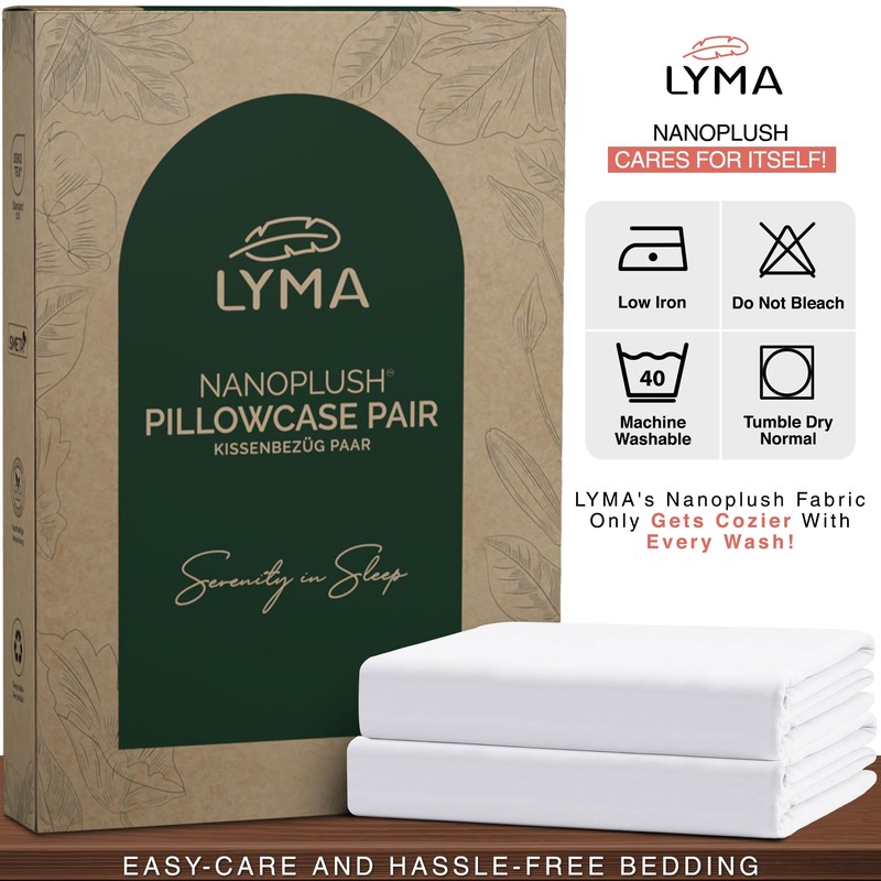 LYMA Bedding Pillow Cases 2 Pack, Ultra Soft Breathable Housewife