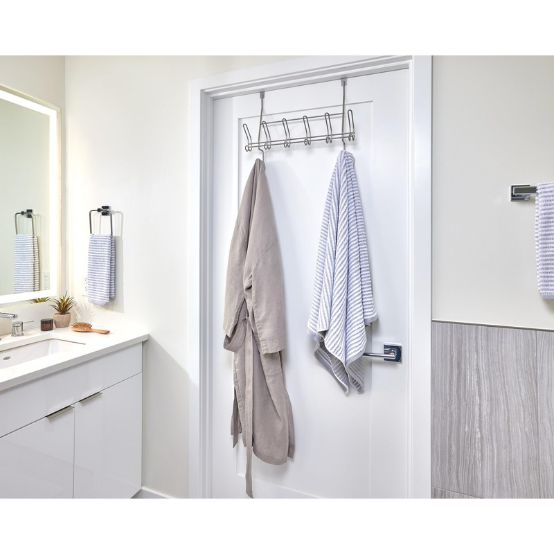 iDesign Over-The-Door Double Hook Rack with Towel Bar and Accessory