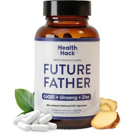 Health Hack Future Father | Apoyo para Hombres que Planean Ser Padres | Con CoQ10, L-Carnitina, Vitamina C & E, Zinc, Selenio, NAC, Extracto de Ginseng, L-Arginina, Vitamina B9