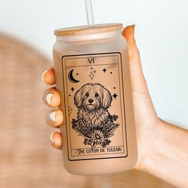 Dog Tarot Card Tumblers, dog mom tumbler,:_Coton de Tulear
