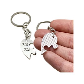 Split Hearts Big Sis & Lil Sis Matching Keychains Set for 2, Miss Fit Boutique