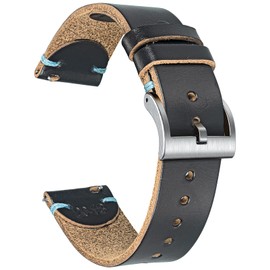 Soft Horween Leather Watch Bands for Men, 18mm Watch Strap Quick Release Vintage Watch Wrap with Heavy Duty Dust Buckle