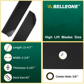 Belleone Replacement 110-6568-03 106-2247-03 Medium Lift Mower Blades Set Compatible with 42'' Mower Deck Toro Exmark Quest Series TimeCutter SS4235 Z4235 Z4200 SS4260 SS4200 (2 Pack)