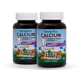 NaturesPlus Animal Parade Source of Life Children's Calcium Supplement (2 Pack) - 90 Animal Shaped Tablets - Vanilla Sundae Flavor - Magnesium For Bone Health - Gluten-Free - 45 Total Servings