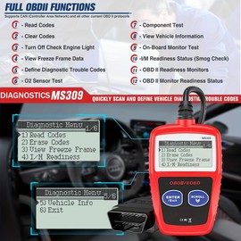 Generic Auto Car Diagnostic Tool Fault Code Reader I/M Readiness Accurate Engine Diagnostic Scanner OBD2 EOBD Scanner Read and Erase Fault Code View Freeze Data CAN Diagnostic Tool, MS309