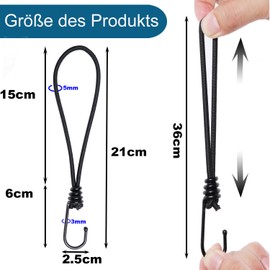 JunGG Expander with Hooks, Pack of 12 – Elastic Straps with Hooks – 15 cm Tarpaulin Tensioner with Hooks Black Rubber Tensioner for Tarpaulin Nets Tents Trailer Tarpaulin Banner