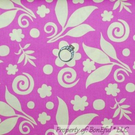 Westminster Fabrics BonEful Fabric FQ Cotton Quilt Pink Fuchsia Cream Large Flower Swirl Leaf Dot US
