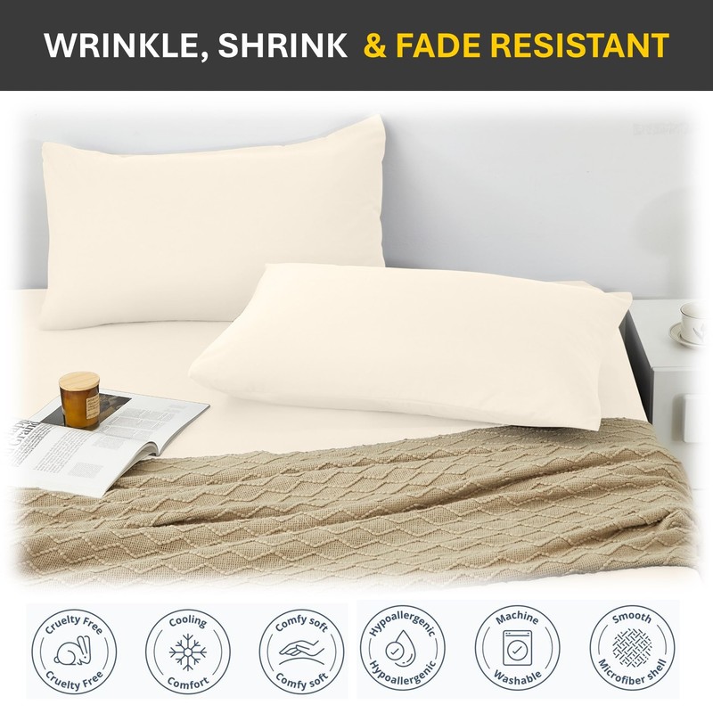 Pair of Pillowcases (50cmx75cm) - Ultra Soft Microfibre Pillow Covers,
