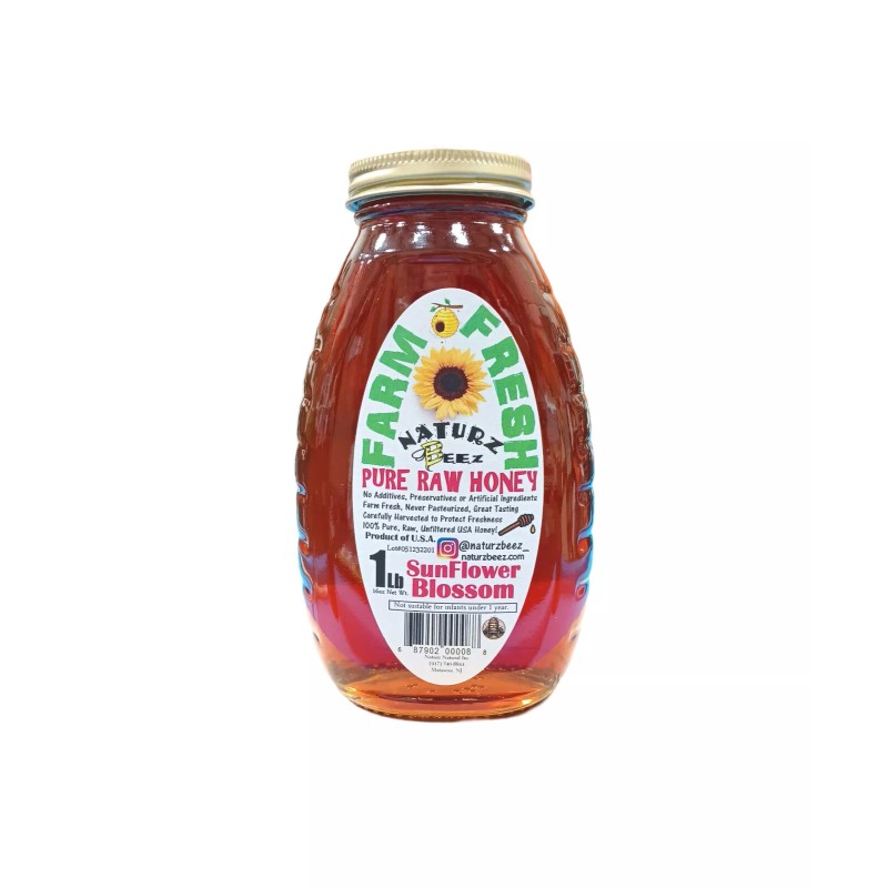NATURZ BEEZ RAW HONEY SUNFLOWER 1Lb 454g 100% PURE RAW