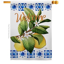 Breeze Decor H120249-BO 28 x 40 in. Lemons Food Fruit House Flag with Double-Sided Decorative Vertical Flags
