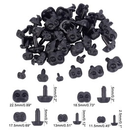 AHANDMAKER Black Plastic Nose, 60 Pcs 6 Size Plastic Safety Nose Craft Nose Teddy Bear Nose Puppy Doll Plush Toy for Puppet Toy Toy Animal Making
