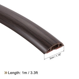 uxcell D30 3.3ft Floor Cord Cover, PVC Cord Cover Floor, Wire Cover for Extension Cords, Protect Wires & Prevent Cable Trips, Hole Width: 0.39", Wood Dark Brown