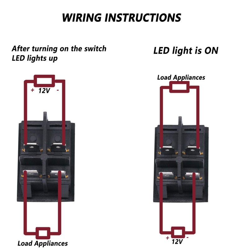 Twidec Interruptor de palanca basculante impermeable CC 12 V, luz