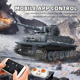 Mould King 20014 MOC Tiger Tank Building Blocks Toy,Remote Control Military Vehicle Model Construction Block Kits Collectible , STEM Educational Toy