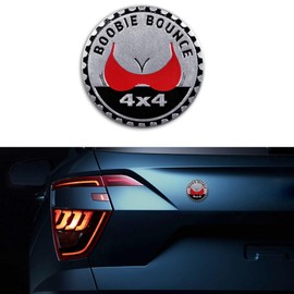 Tecledsn Booble Bounce Badge Rated Car Emblem, Car Exterior Emblems Badge, 4 x 4 Metal Automotive Badge, 3D Round Metal Car Badges Emblems Car Badge Decals Stickers for Vehicle Truck (Boobie Bounce)