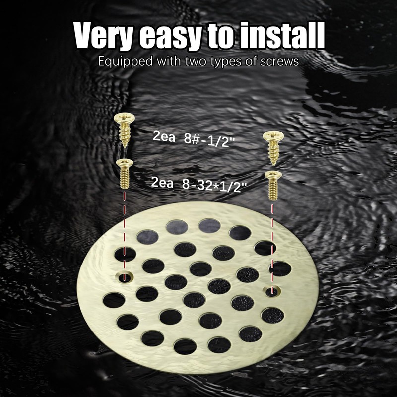 4-1/4“ Shower Strainer Drain Trim Set, Screw-in Shower Strainer Drain