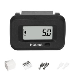 NInE-ROnG Jayron HM038AD AC/DC 5V to 277V, Digital LCD Operating Hour Meter, Adjustable Initial Hours, Partial Operating Hours Resettable, Waterproof, Use for ZTR Lawn Mower Tractor Generator