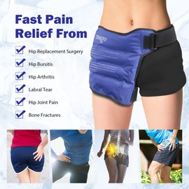 NEWGO Hip Ice Pack Wrap Reusable Hot Cold Therapy Gel Ice Pack for Hip Bursitis, Hip Replacement Surgery, Hip Flexor Pain, Swelling, Sports Injuries, Hip Pain