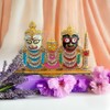 BEXCO Stone Studded Lord Jagannath, Balabhadra, Subhadra Idol with Sudarshan