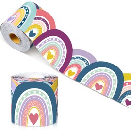 Panelee 68.9 Feet Bulletin Board Border Pink Heart Green Shamrock Butterflies Flowers Space Border Trim for Spring Valentine's Day St. Patrick's Day Classroom Decor(Boho)