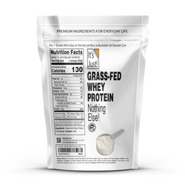 It's Just! - 100% Whey Protein Concentrate, Grass-Fed Pasture Raised, Made in Australia, RBST/rBGH Hormone Free, Premium WPC-80, No Added Flavors (Grass-Fed Unflavored, 1.25 Pound)