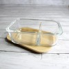 Crofton Divided Glass Dish Food Meal Storage Container Bamboo Airtight