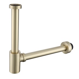 RANDOM Brass Round Bottle P-Trap 1 1/4,Raise and Lengthen Adjustable Basin Sink Waste Drain Trap Kit,Brushed Gold.RD-83888BG-L