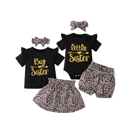 BIRTHDAY SHARK Big Sister Little Sister Matching Outfits Matching Sister Outfits Matching Outfits for Girls (Black-Little Sister,6-12 Months)