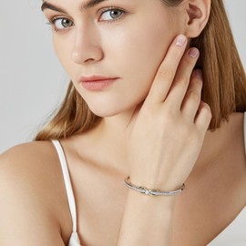 Praelinos Infinity Love Bracelet for Women White Gold Plated Bracelet Silver Tone Jewelry 5A Cubic Zirconia Bracelets Mothers Day Valentine's Day Christmas Gifts