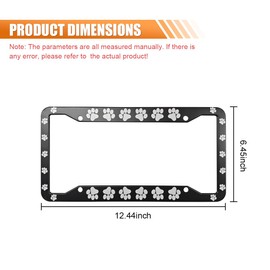 2PCS Cat Dog Paw Print License Plate Frames - Aluminum Alloy License Plate Holders Cover for Pet Lovers, Rust-Proof Waterproof Car Decorative Tag Frames with Pet Footprint for Standard US Vehicles