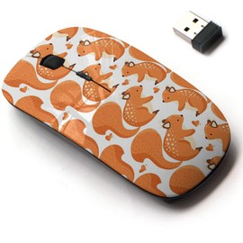 CJCBROES 2.4G Wireless Mouse with Cute Pattern Design for All Laptops and Desktops with Nano Receiver - Squirrel Cute Forest