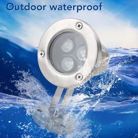 Pond Lights, DC24V 3W High Brightness IP68 Waterproof Pond Light, Energy Saving Stainless Steel Submersible Fountain Lights, for Outdoor Garden Pond Fountain (Pure White)