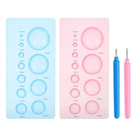 MECCANIXITY Quilling Tools 6.8x3.3 Inch, Half Ball Domes 2-Row Crimper Tools with Quilling Pen for 3D Flower Pots Crafts, Blue, Pink