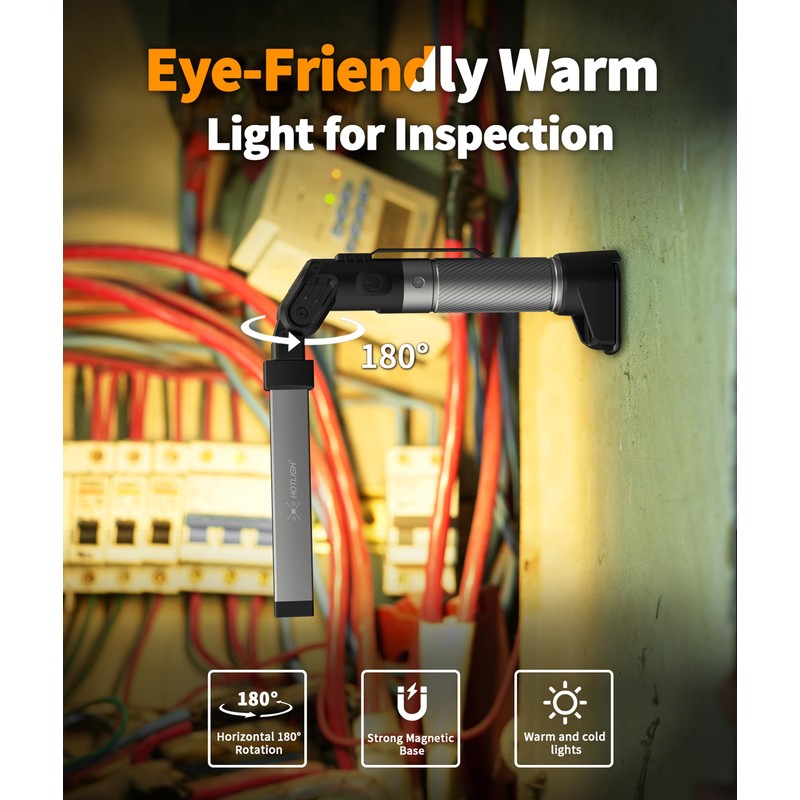 HOTLIGH Magnetic Work Light - 800 Lumens Rechargeable Work Light