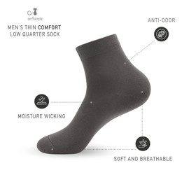SERISIMPLE Viscose Bamboo Men sock Breathable Sock Quarter Thin Ankle High Sock Comfort Cool soft Sock 5 Pairs (US, Alpha, X-Large, Regular, Regular, Assorted)