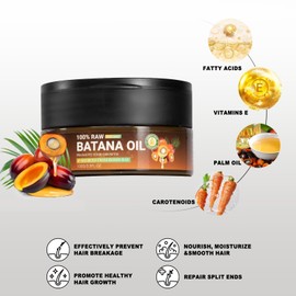 Batana Oil for Hair Growth, Pure Organic Natural Ingredients from Honduras Reduces Hair Loss, Enhances Thickness, Moisturizes Scalp, 2 Pack