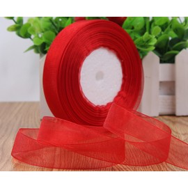 1 x 50 Yards / 46 Meters roll of Red Organza Ribbon 15mm Sheer Ribbon for Wedding Favour/Craft/Gift WRAP/Christmas