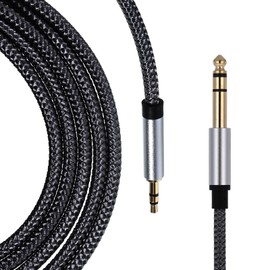 6.6 Feet 1/4 to 1/8 TRS 3.5mm to 6.35mm Bidirectional Stereo Auxiliary Audio Cable Stereo Cable Audio Adapter with Zinc Alloy Nylon Braid for Guitar, Laptop, Home Theater Devices, Speaker Amplifiers